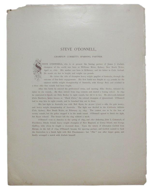 Steve O'Donnell 1895 Boxing Gladiators 11x15 Supplement Poster
