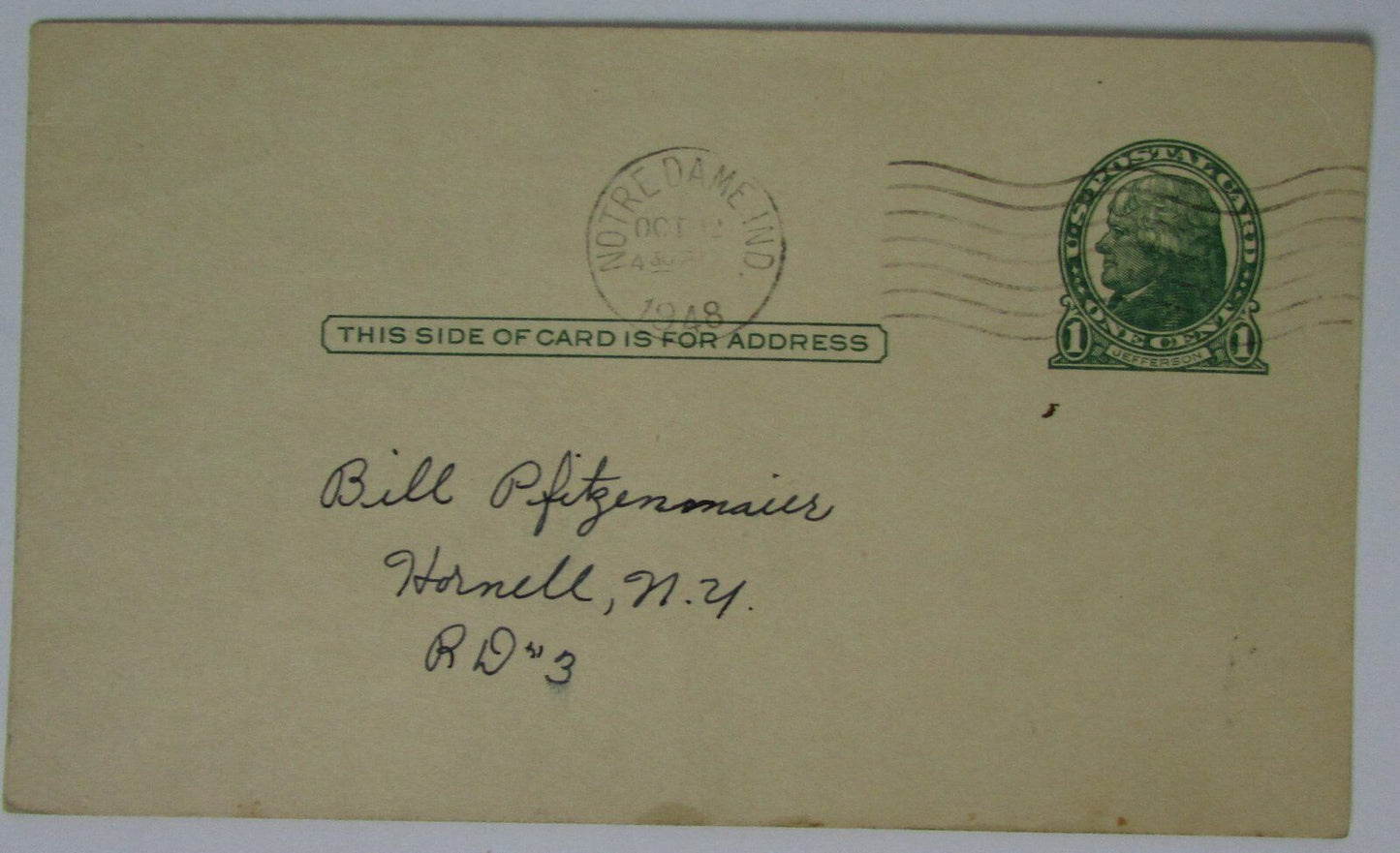 Bill Fischer Notre Dame Fighting Irish CFB HOF Signed 1949 GPC Postcard 144793