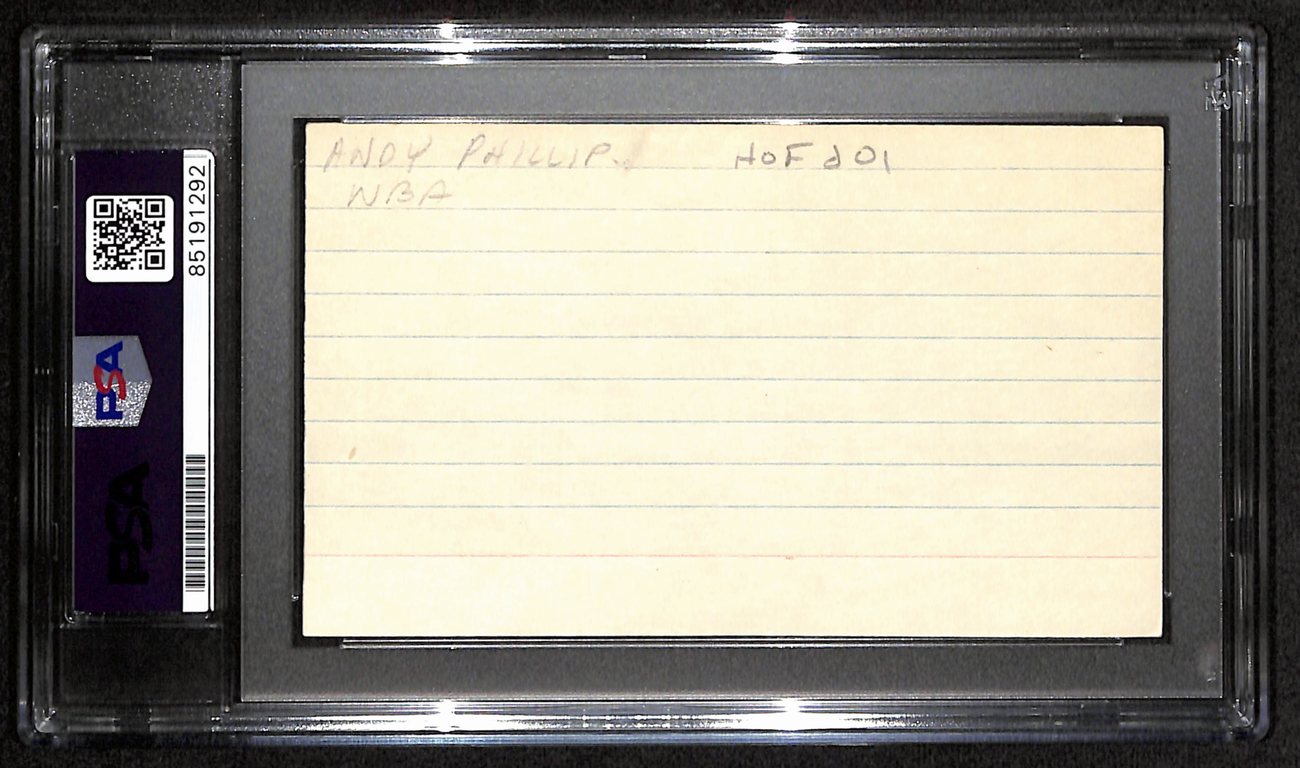 Andy Phillip HOF Signed/Auto 3x5 Index Card Philadelphia Warriors PSA/DNA 188563