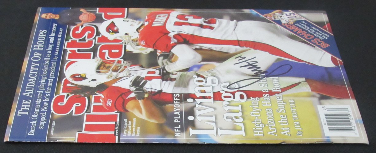 Larry Fitzgerald Signed 2009 Sports Illustrated Magazine NO LABEL JSA 190780