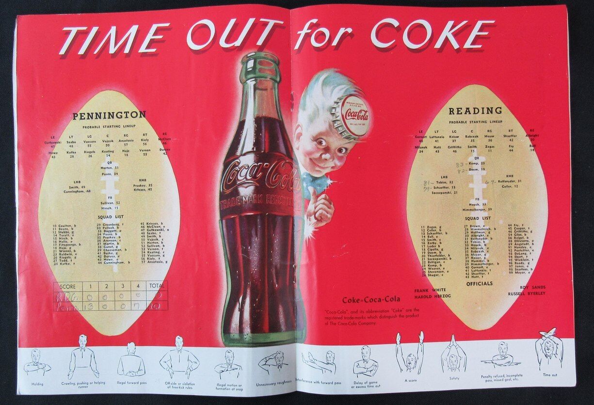1946 Reading vs. Pennington Prep High School Football Game Program 09/21