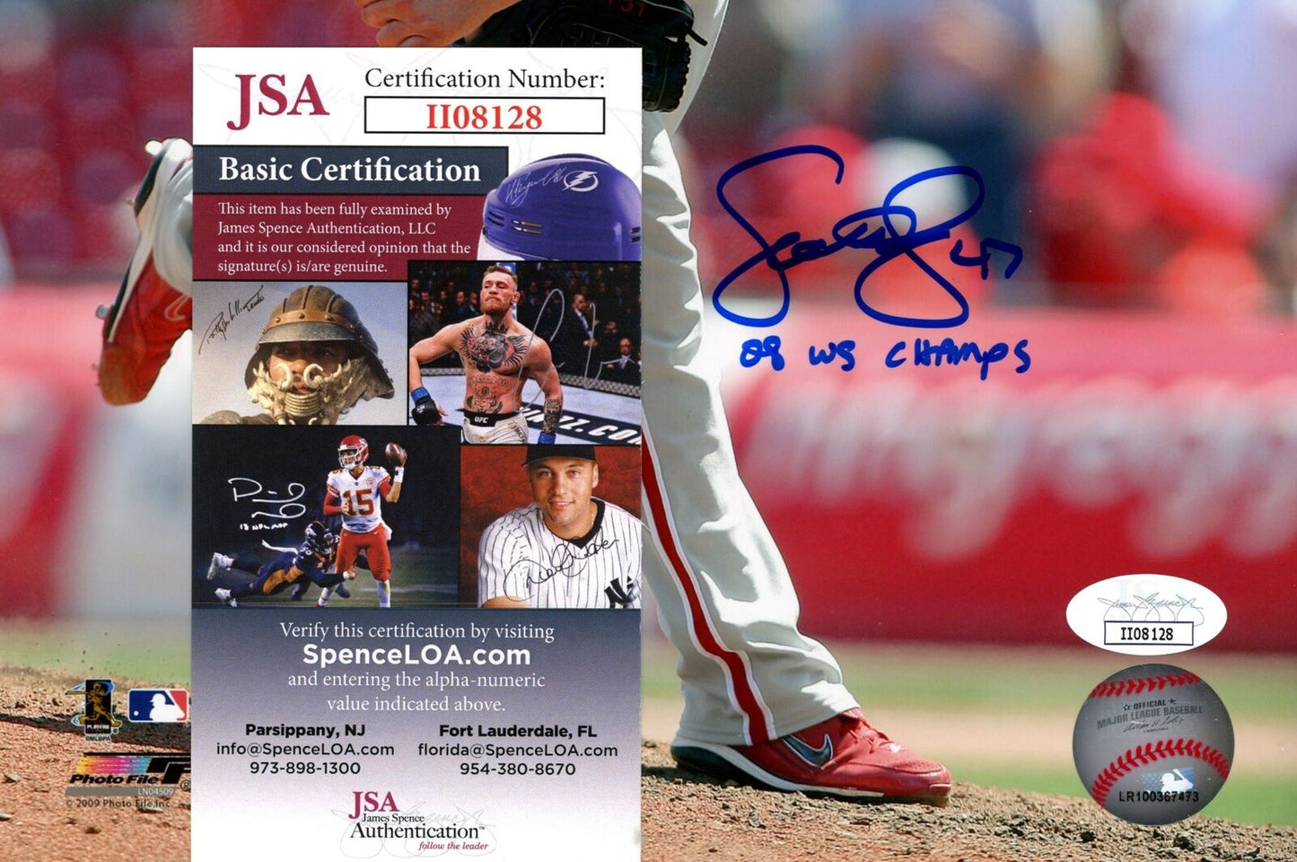 Scott Eyre 2008 World Series Phillies Signed/Inscribed 8x10 Photo JSA 153833