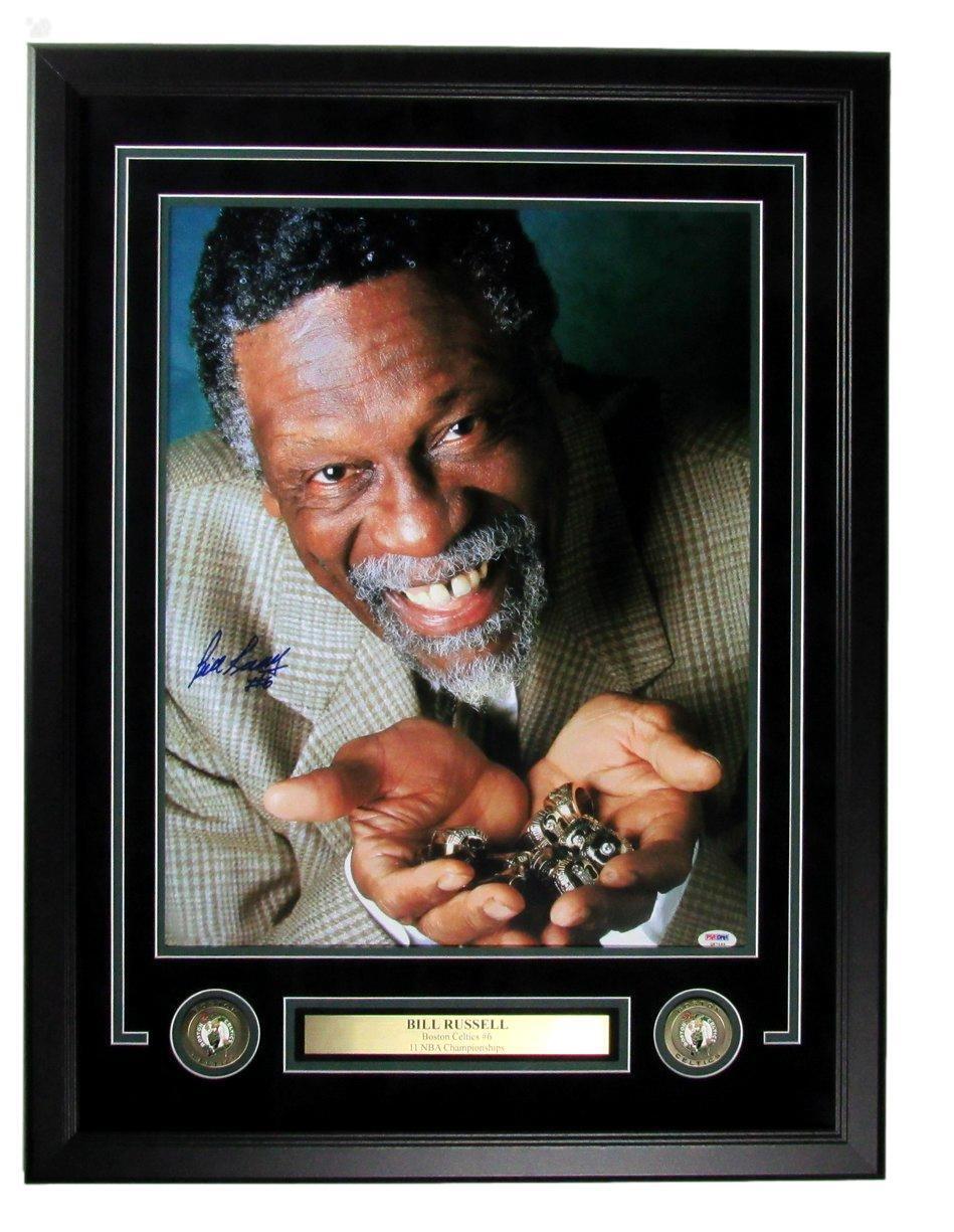 Bill Russell HOF Autographed 16x20 Photo Boston Celtics Framed PSA/DNA