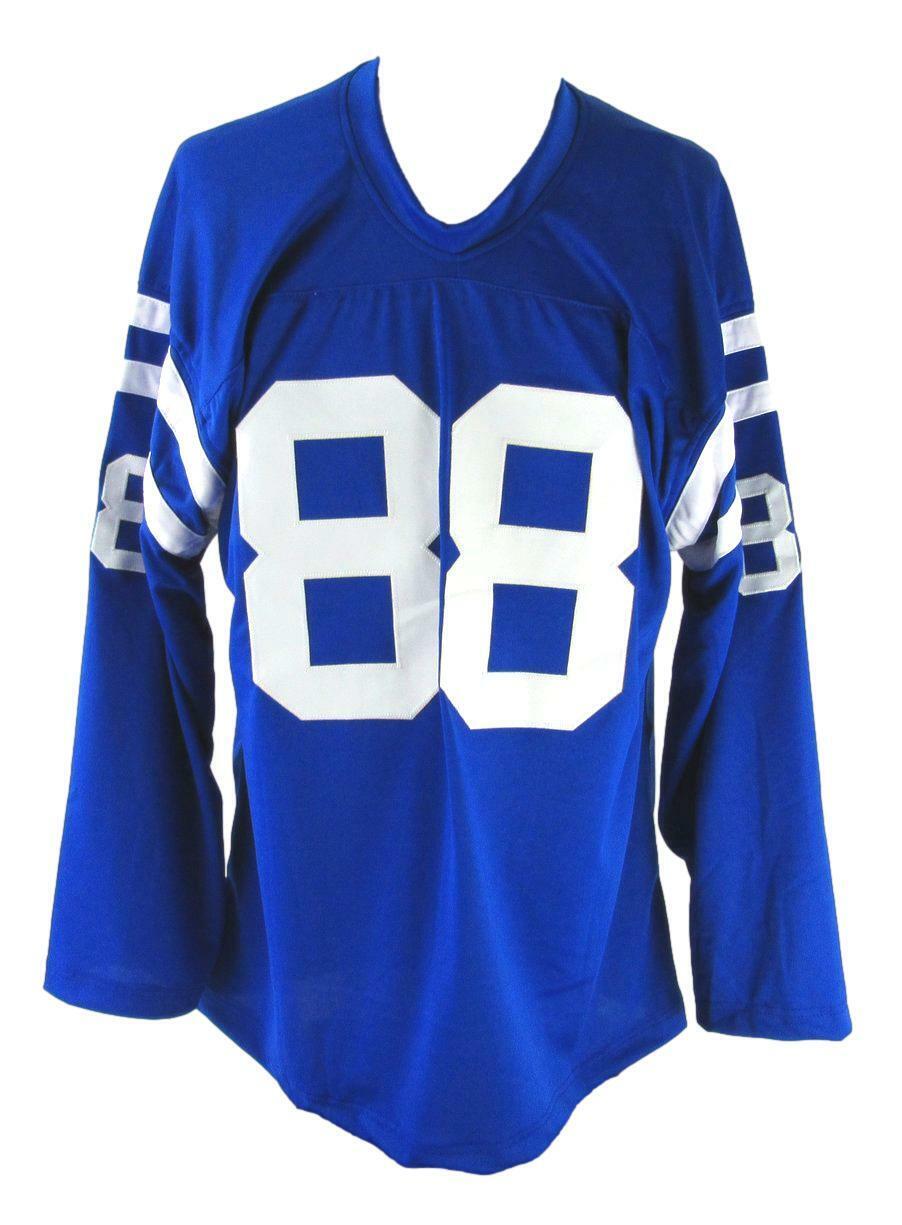 John Mackey HOF Signed/Inscr Baltimore Colts Blue Football Jersey JSA 161111
