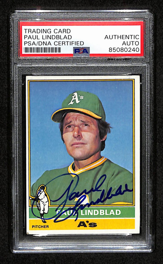 Paul Lindblad Signed 1976 Topps Card #9 Oakland A's PSA/DNA 184403