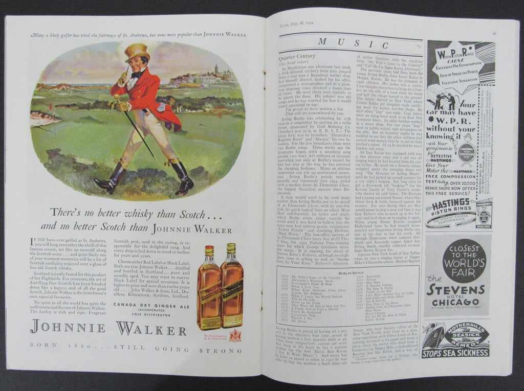 Time Magazine Vol XXIII No 22 May 28, 1934 Irving Berlin 183249