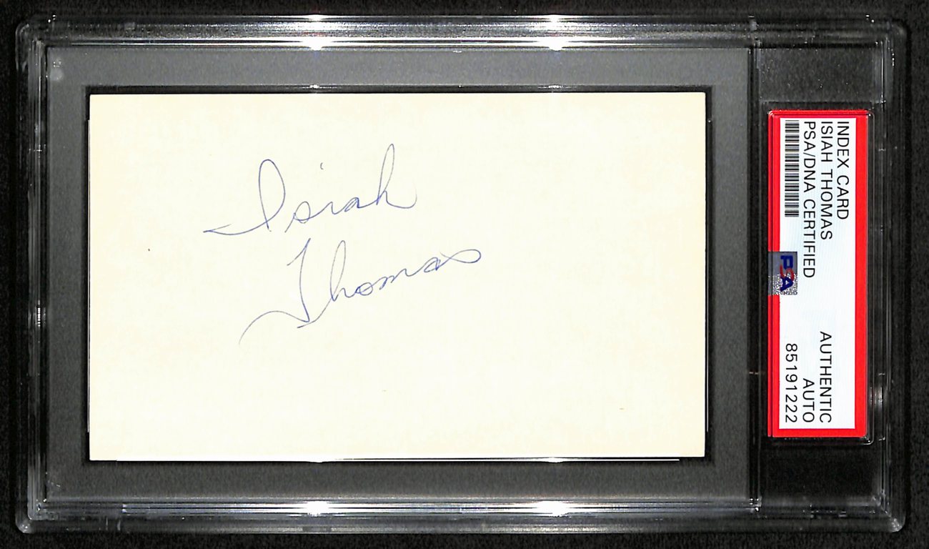 Isiah Thomas HOF Signed/Auto 3x5 Index Card Detroit Pistons PSA/DNA 188591