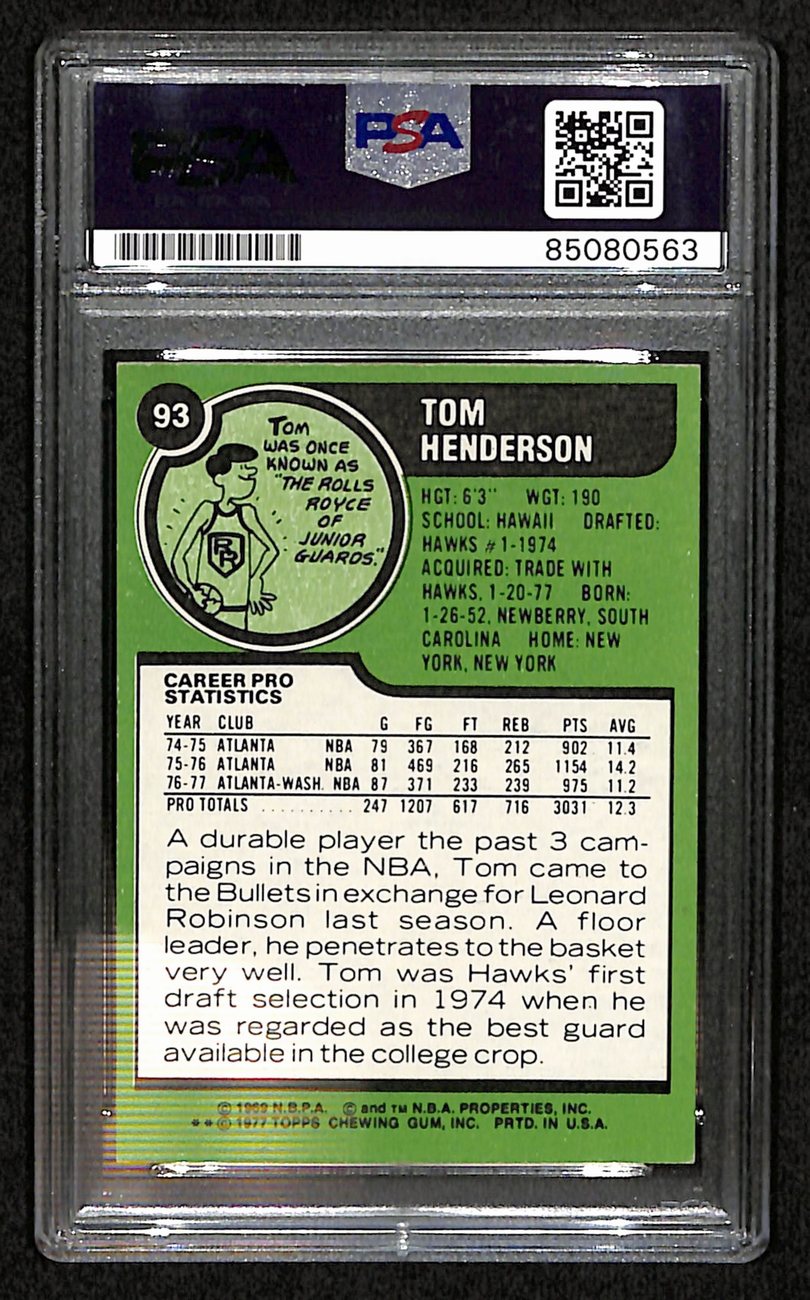 1977/78 TOPPS #93 Tom Henderson Auto/Signed Card PSA/DNA 185382