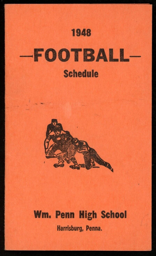 1948 William Penn High School Football 2.5x4.25 Pocket Schedule Harrisburg, PA