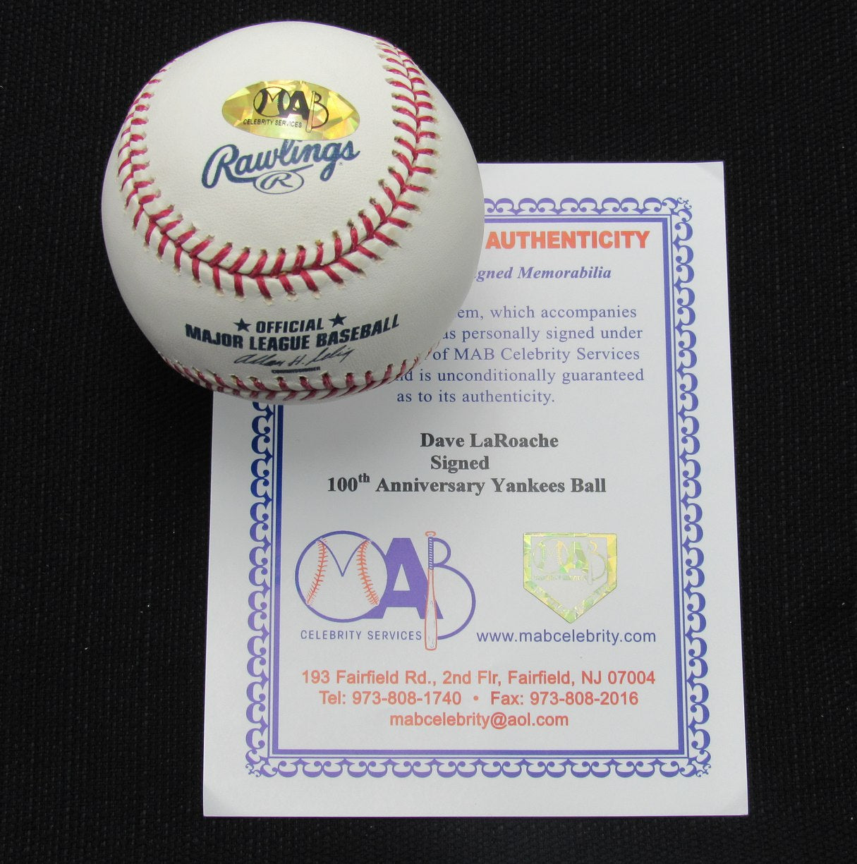 Dave LaRoche Signed/Auto Yankees 100th OML Baseball MAB 187025
