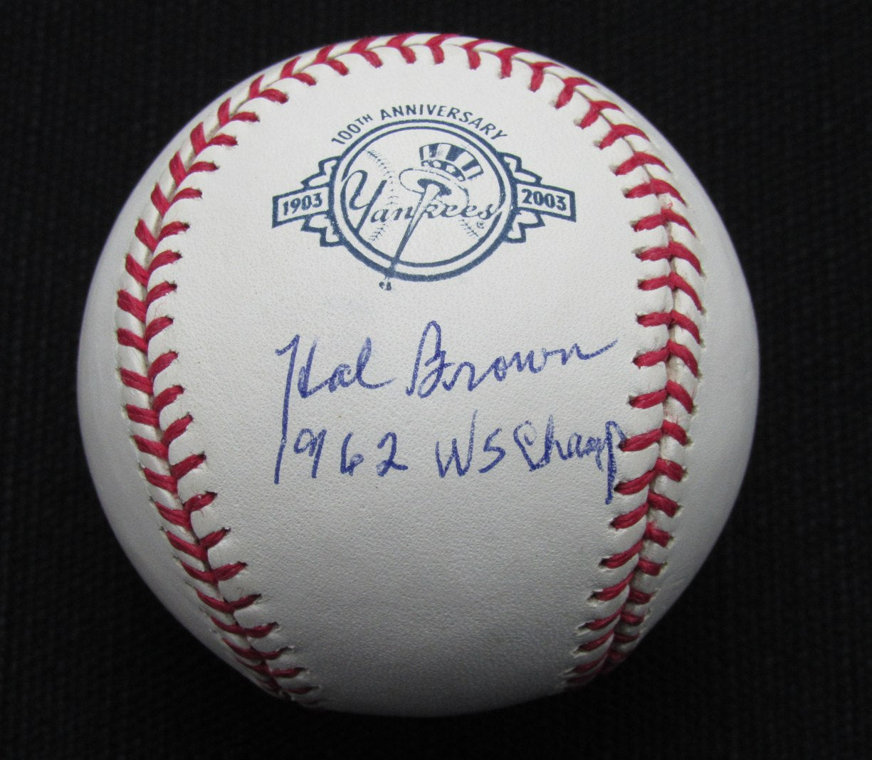 Hal Brown Signed/Auto Yankees 100th OML Baseball JSA Inscr 186745