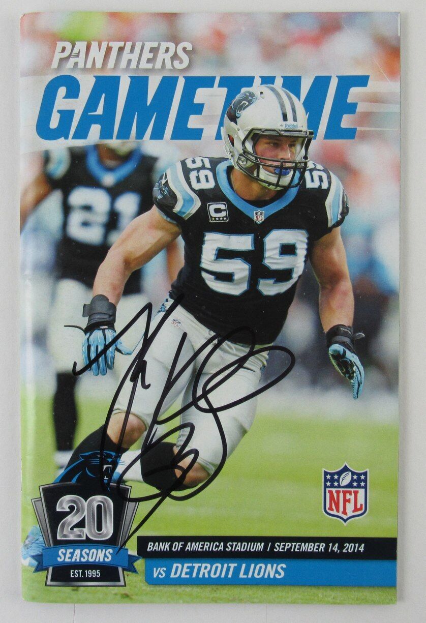 Luke Kuechly Carolina Panthers Signed Football Program vs. Lions 9/14/14 JSA
