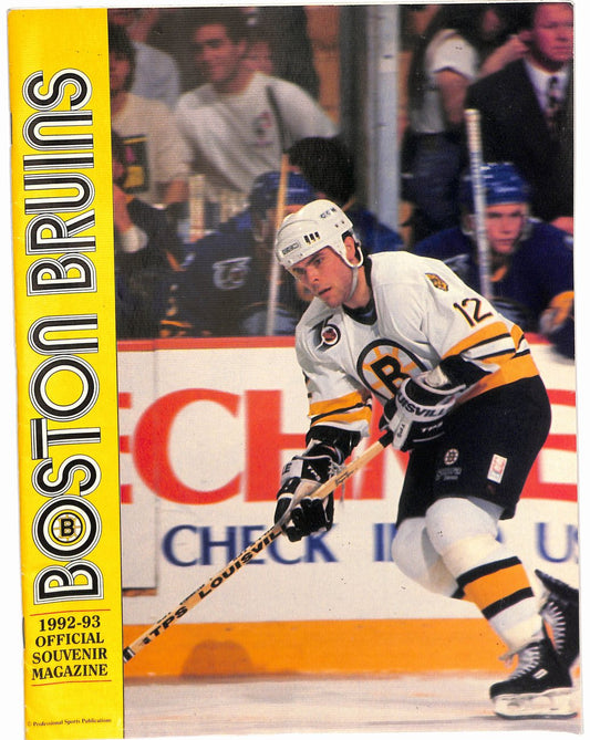 1992-93 Boston Bruins Offical Souvenir Magazine Adam Oates Cover 181777