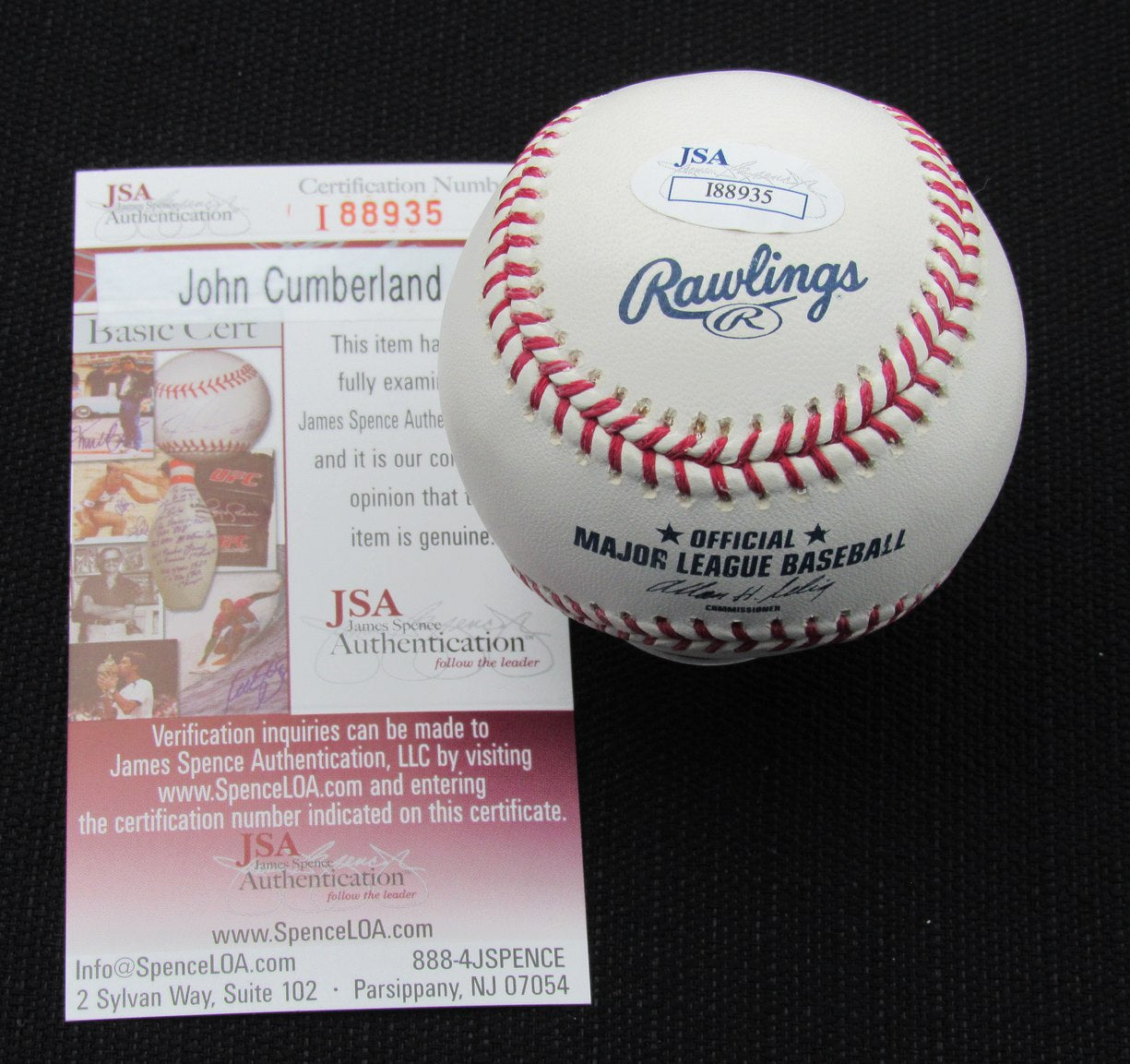 John Cumberland Signed/Auto Yankees 100th OML Baseball JSA Inscr 186670