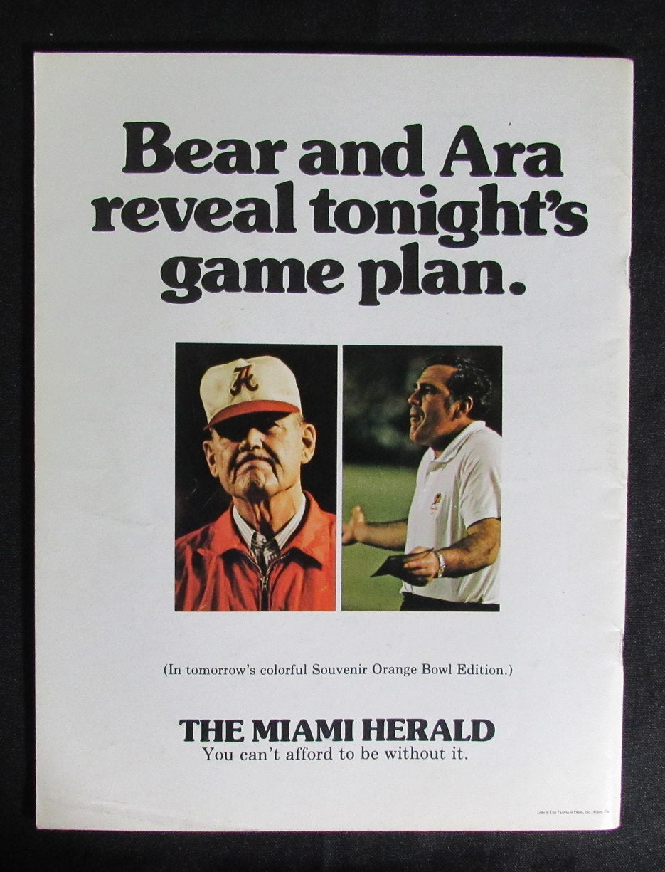 01/1/1975 Orange Bowl Notre Dame vs. Alabama Program 185830