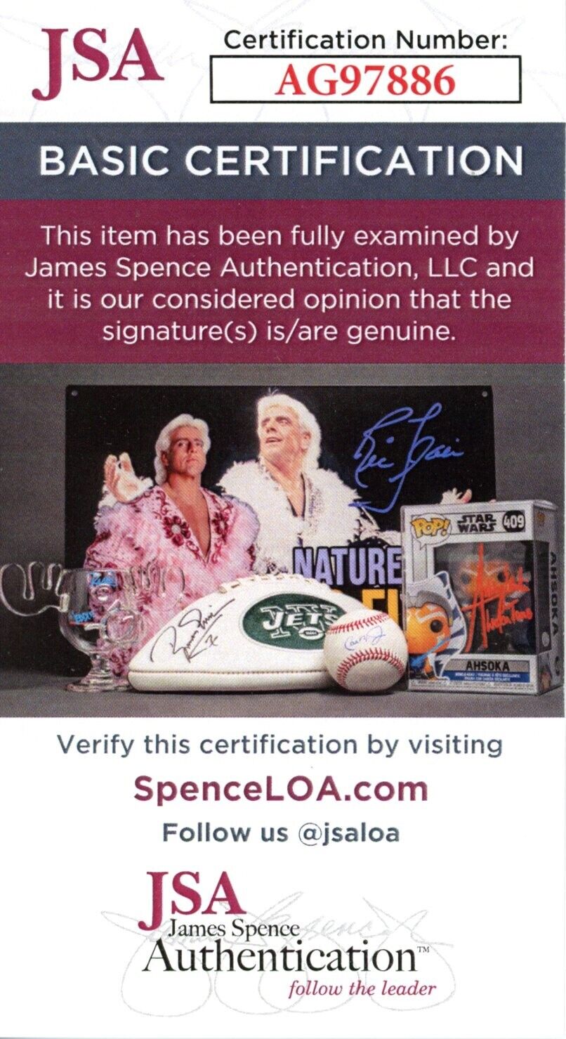 Merlin Olsen HOF Autographed Goal Line Art GLAC Postcard Rams JSA