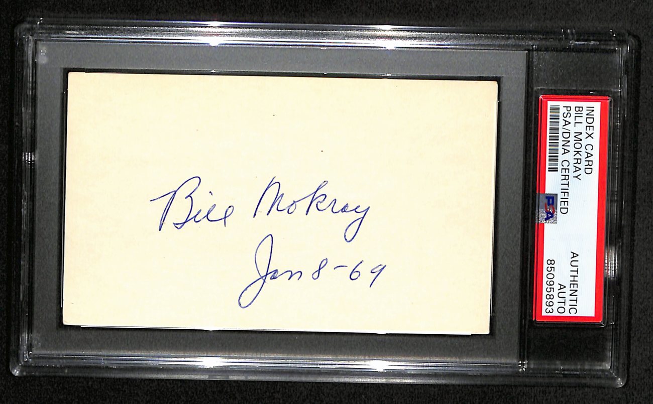 Bill Mokray HOF Signed 3x5 Index Card Boston Celtics Historian PSA/DNA 185478