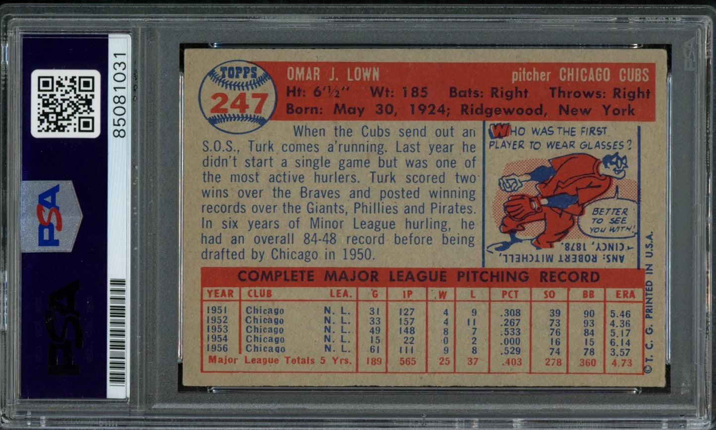 Turk Lown Signed 1957 Topps Trading Card #247 Chicago Cubs PSA/DNA 183578