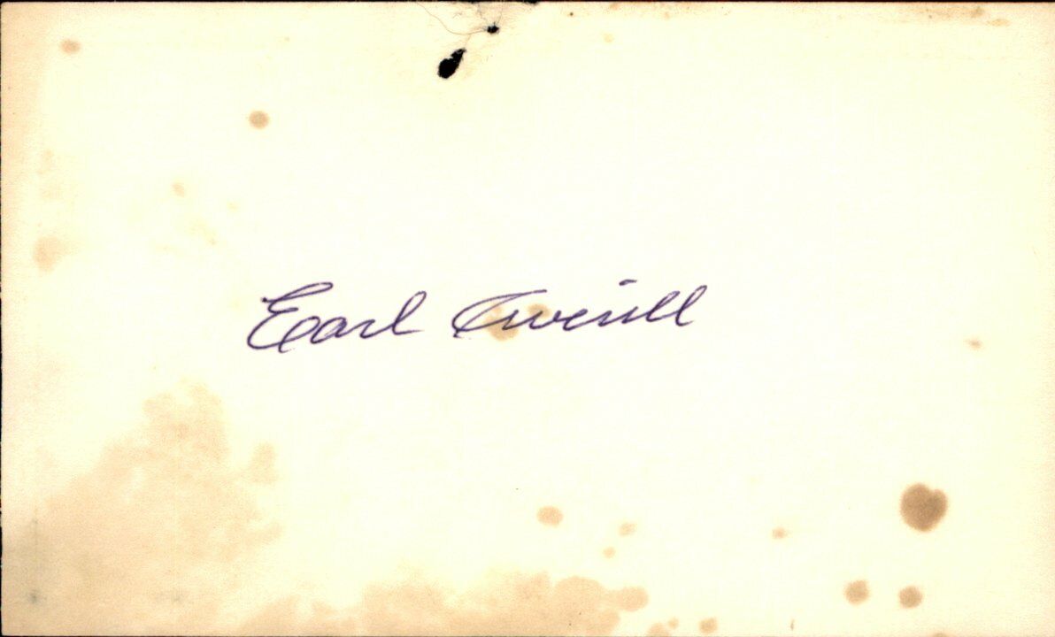 Earl Averill HOF Detroit Tigers d.1983 Signed/Autographed  3x5 Index Card 162707