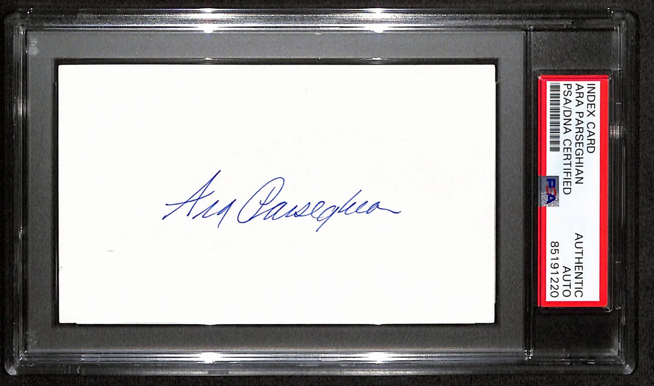 Ara Parseghian CHOF Signed/Auto 3x5 Index Card Notre Dame PSA/DNA 187445