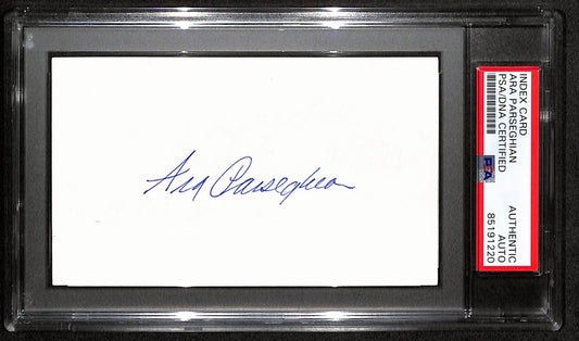 Ara Parseghian CHOF Signed/Auto 3x5 Index Card Notre Dame PSA/DNA 187445