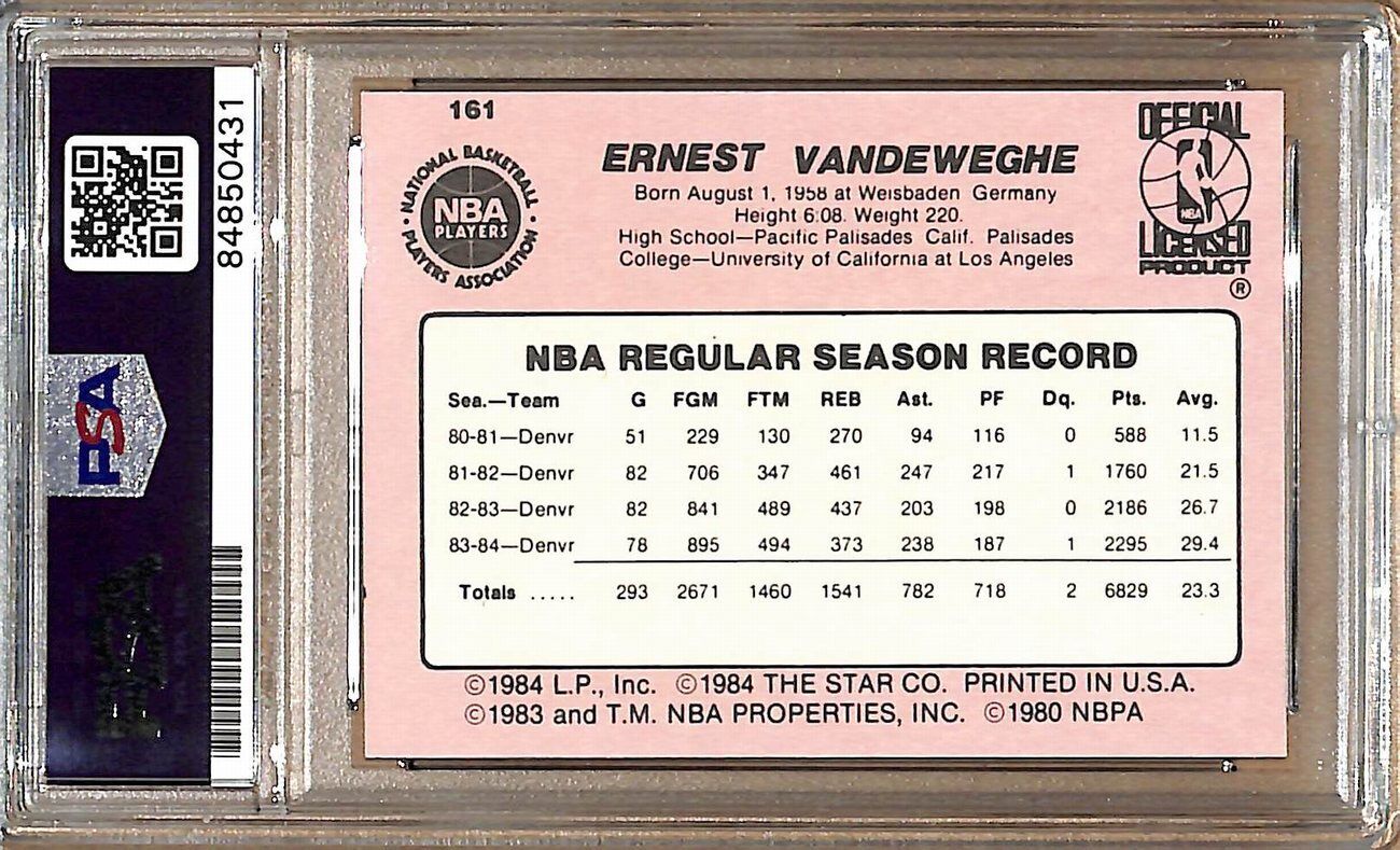 1984-85 Star Company #161 Kiki Vandeweghe Trailblazers Signed Crd PSA/DNA 178937
