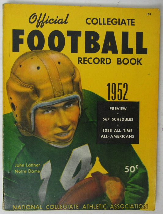 1952 Official Collegiate Football Record Book with John Lattner on Cover 144932