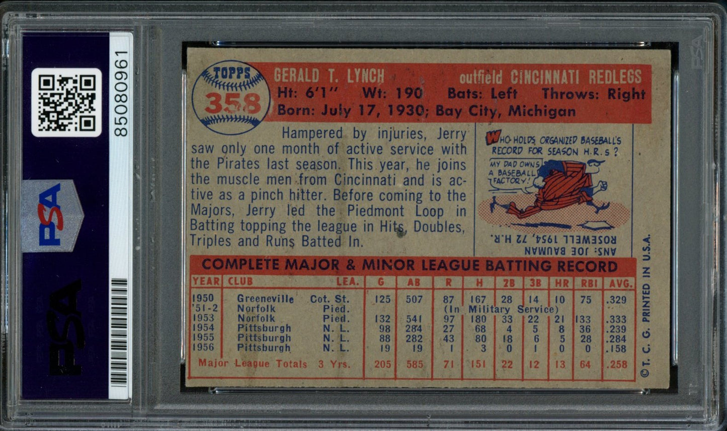 Jerry Lynch Signed 1957 Topps Card #358 Cincinnati Redlegs PSA/DNA 184159