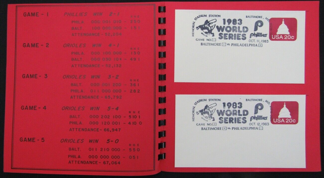 1983 World Series Souvenir Folder w/Stamps Envelopes Orioles vs. Phillies 157738