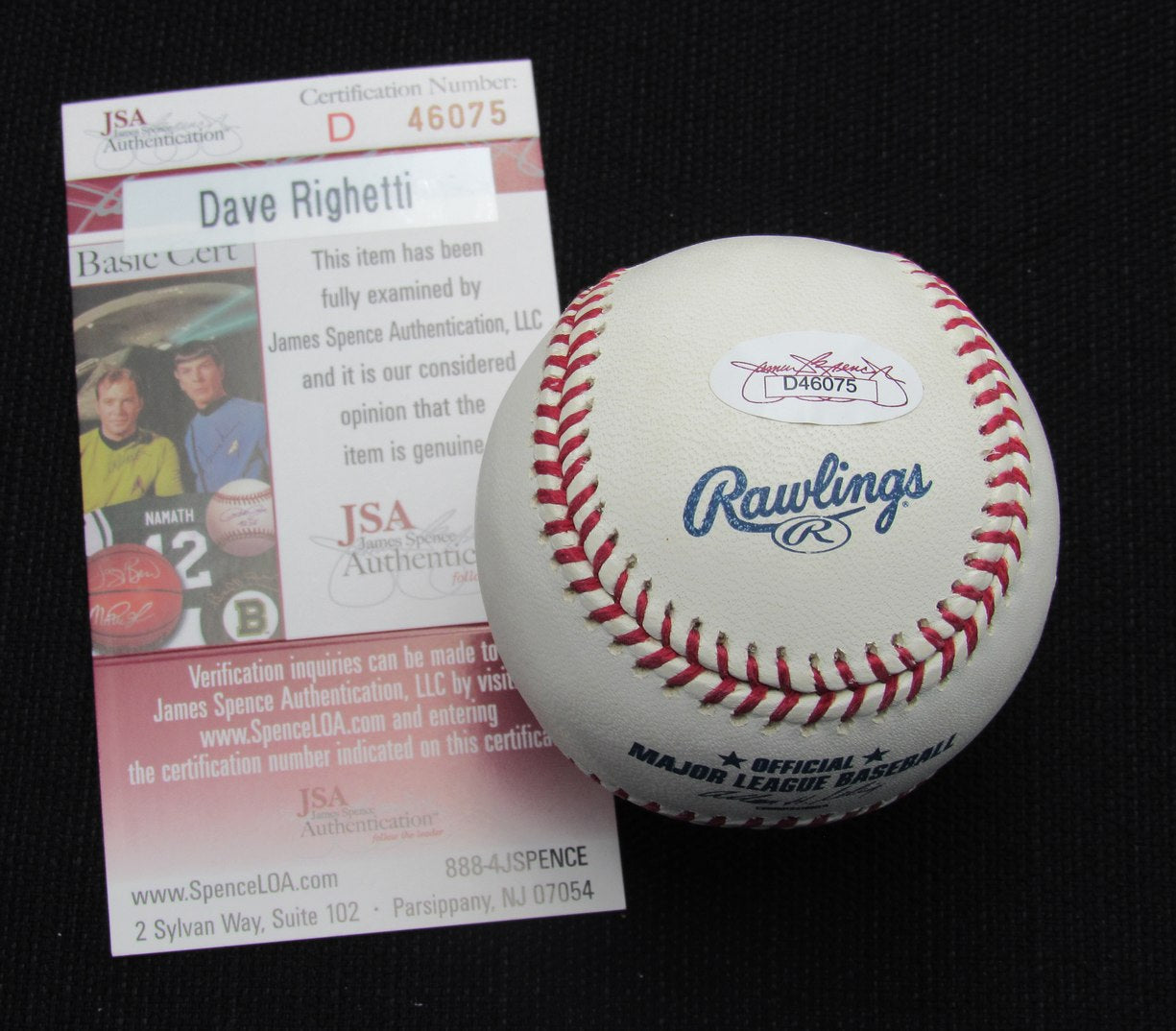 Dave Righetti Signed/Auto Yankees 100th OML Baseball JSA 186926