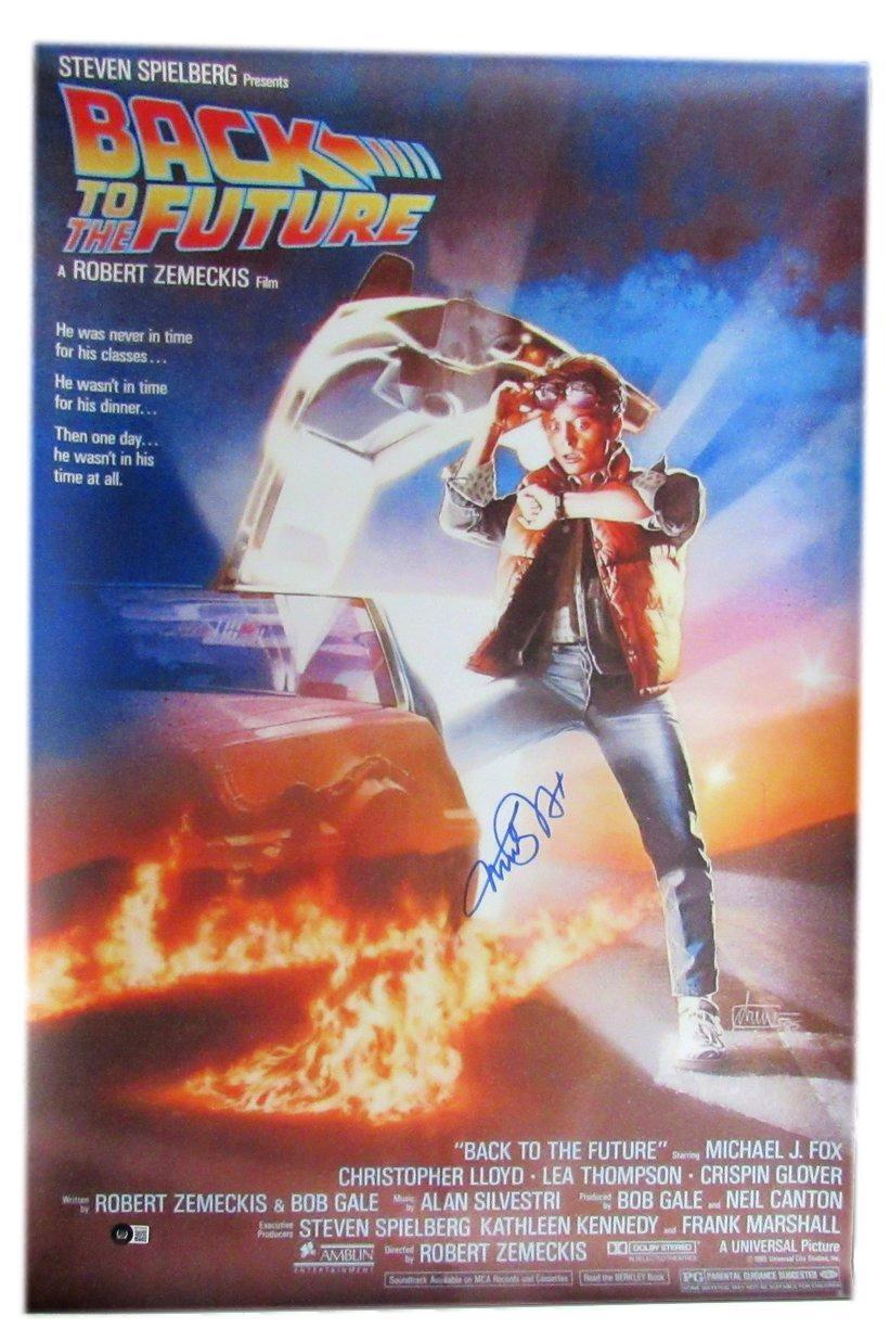 Michael J Fox Back to the Future Signed/Auto 24x36 Full Poster Beckett 162835