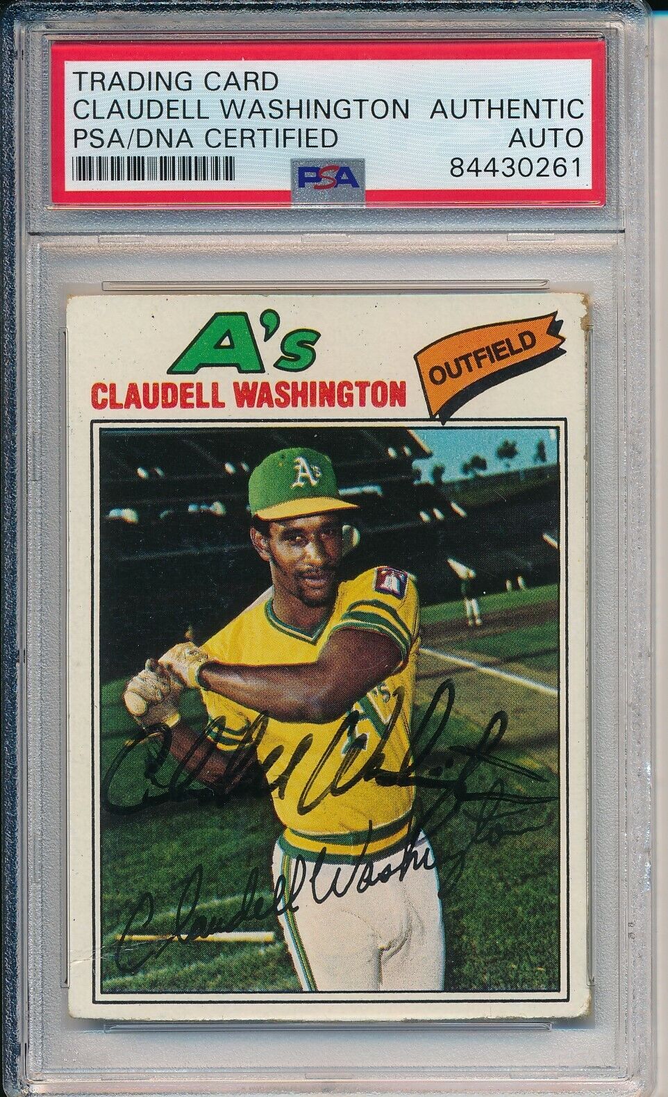 Claudell Washington Oakland A's Signed/Auto 1977 TOPPS Card #405 PSA/DNA 164241