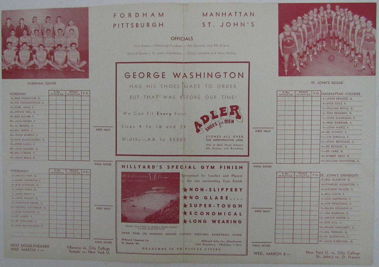 1939 NCAA Basketball Doubleheader Games Program at Madison Square Garden 145172