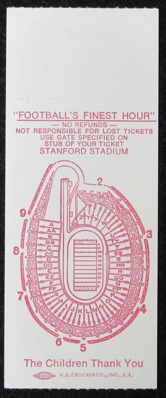 1982 East vs. West Shrine Game Ticket Stub Stanford Stadium 1/9/82