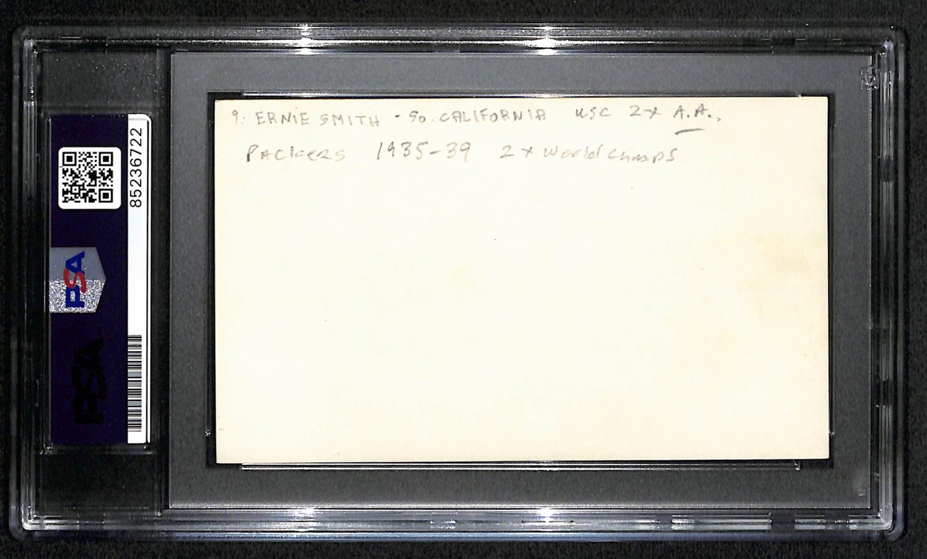 Ernie Smith CFB HOF Signed/Inscribed 3x5 Index Card USC PSA/DNA 189013