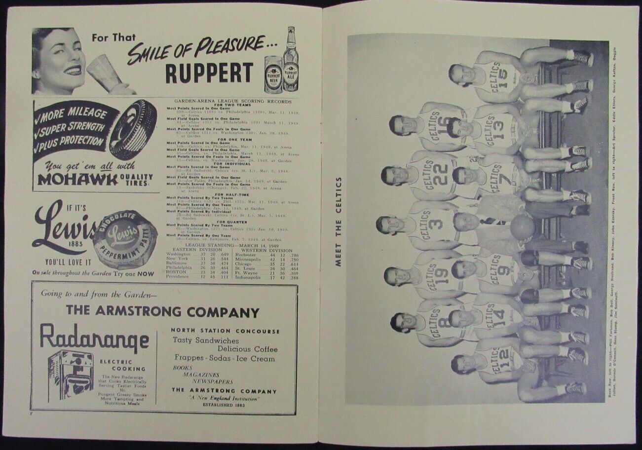 Vintage 1949 Boston Celtics vs. Rochester Royals Game Program 176877