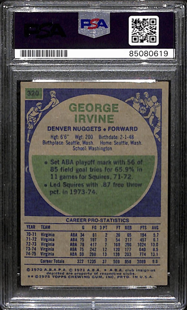 George Irvine Autographed 1975-76 Topps Card #320 Denver Nuggets PSA/DNA 184820