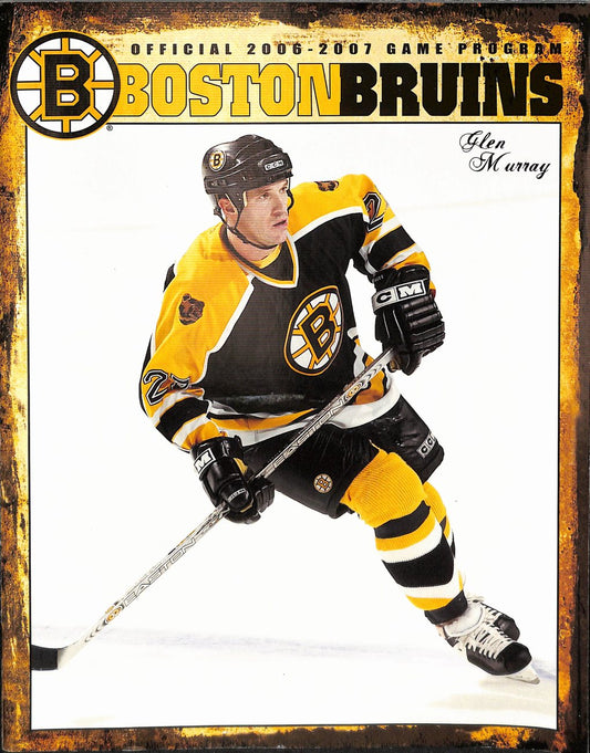 January 6 2007  Boston Bruins vs Flyers Game Program Glen Murray Cover 182035