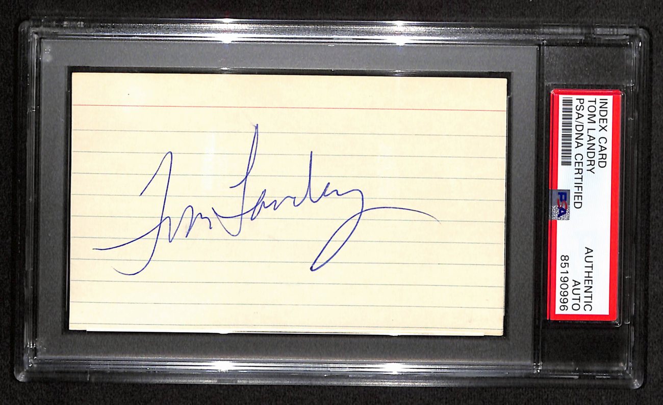 Tom Landry HOF Signed/Auto 3x5 Index Card Dallas Cowboys PSA/DNA 187472