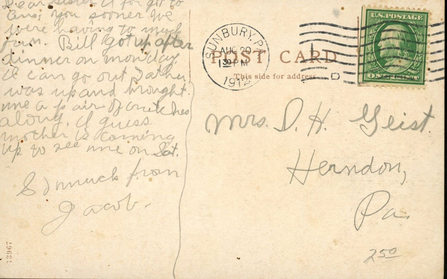 1912 Postcard Ball Park, Millersburg, PA 176194