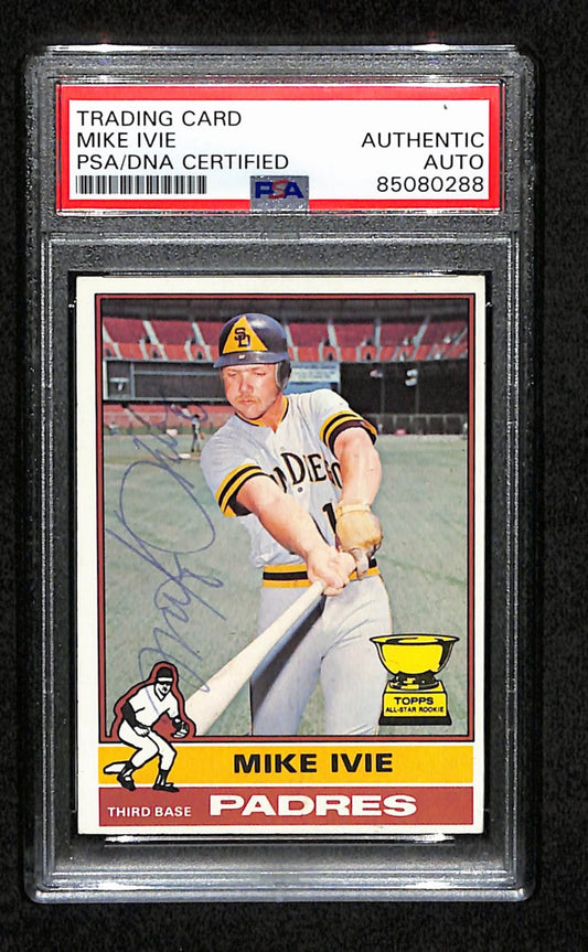 Mike Ivie Signed 1976 Topps Card #134 San Diego Padres PSA/DNA 184436