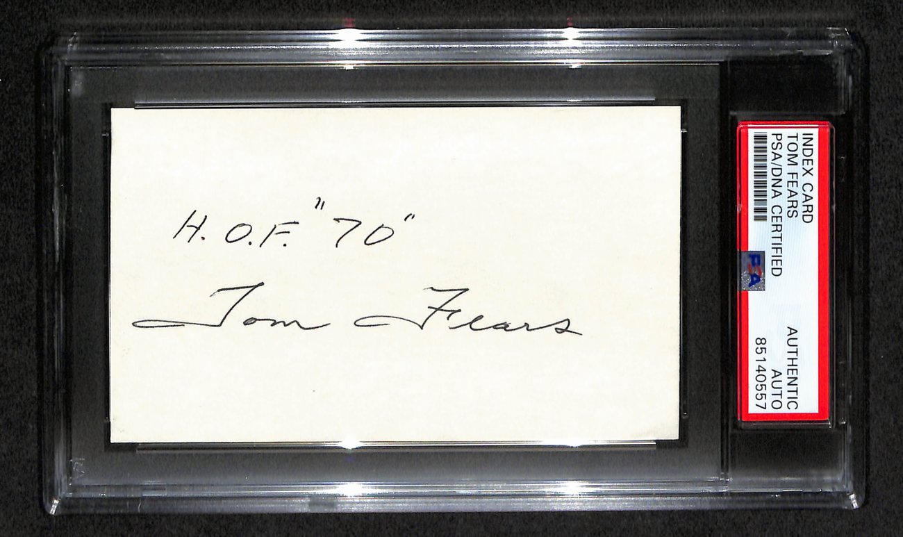 Tom Fears Autographed 3x5 Index Card PSA/DNA 186501