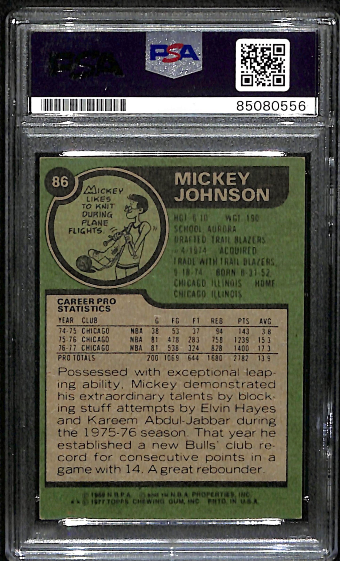 Mickey Johnson Signed 1977 Topps Card #86 Chicago Bulls PSA/DNA 185733