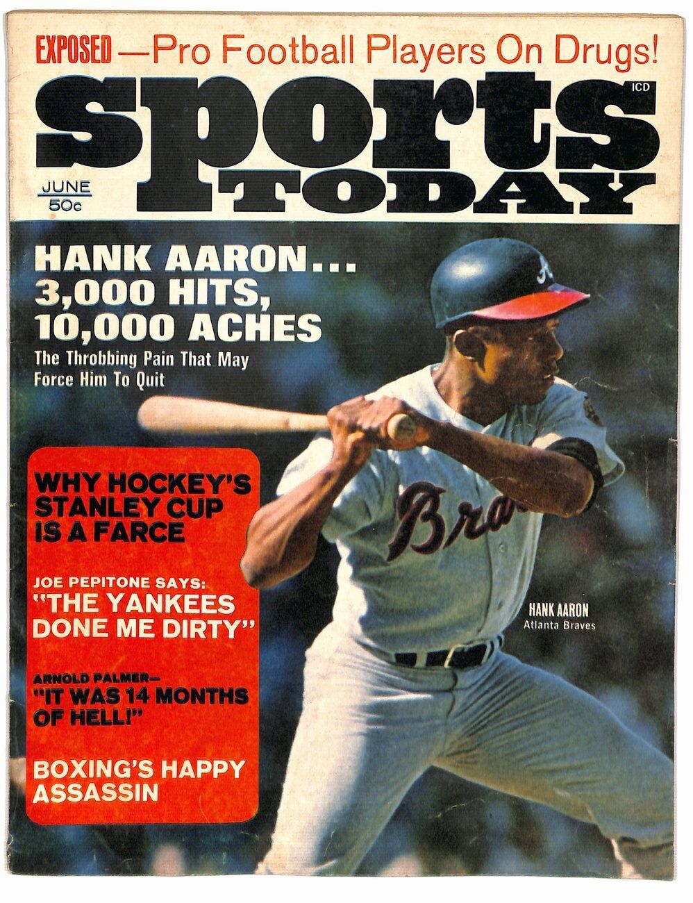June 1970 Hank Aaron HOF Atlanta Braves 3,000 Hits Sports Today Magazine 181716