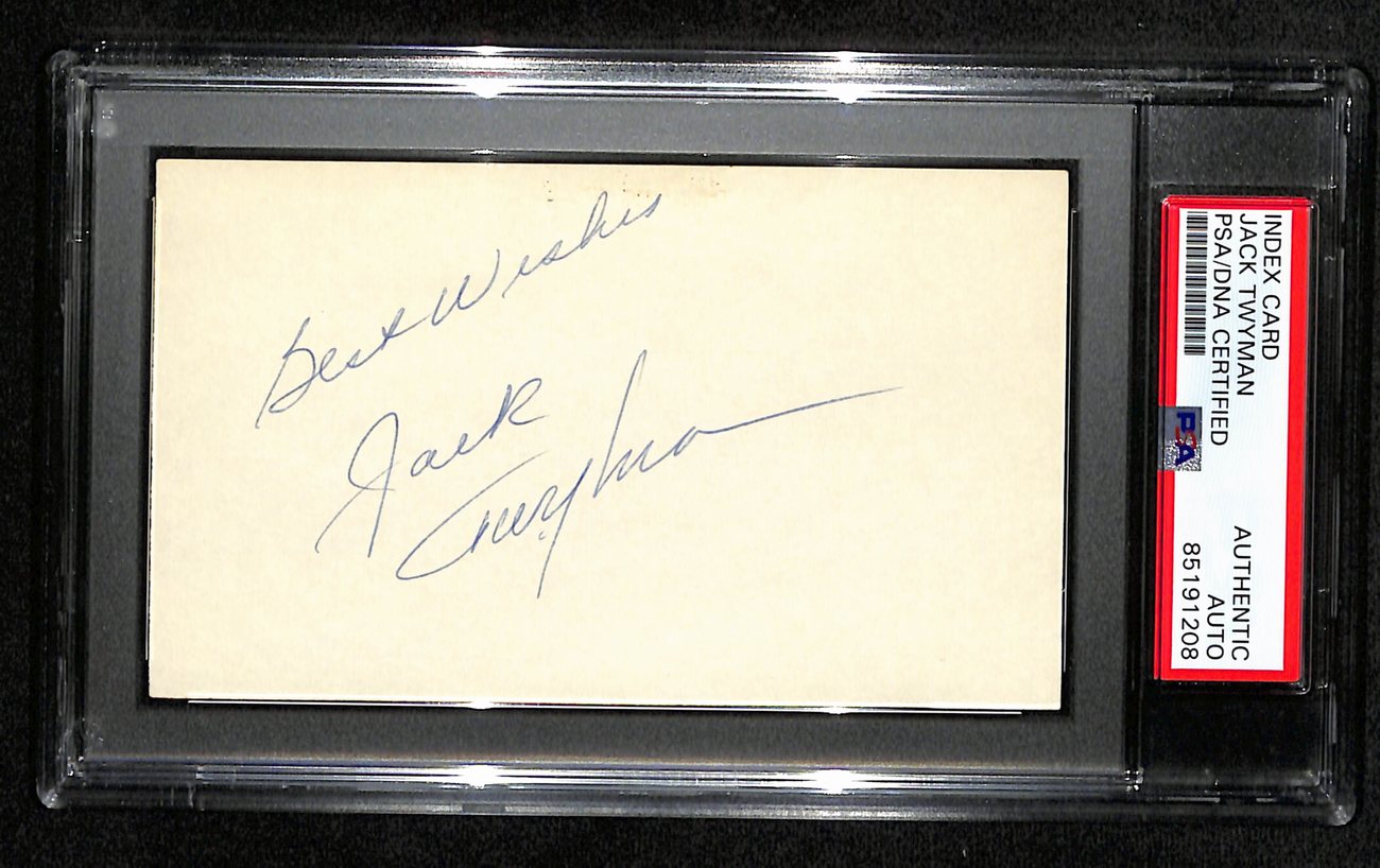 Jack Twyman HOF Signed/Auto 3x5 Index Card Rochester Royals PSA/DNA 188558