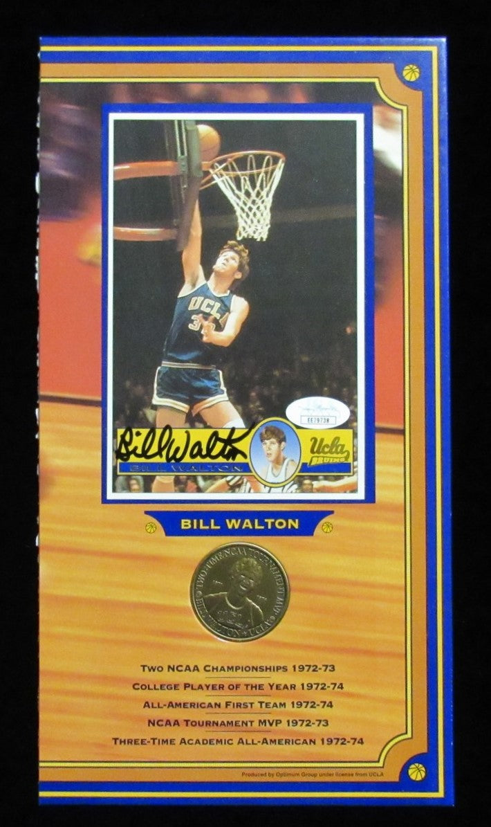 Bill Walton HOF Signed/Autographed 6x12 Cut Card Photo w/ Coin UCLA JSA 183664