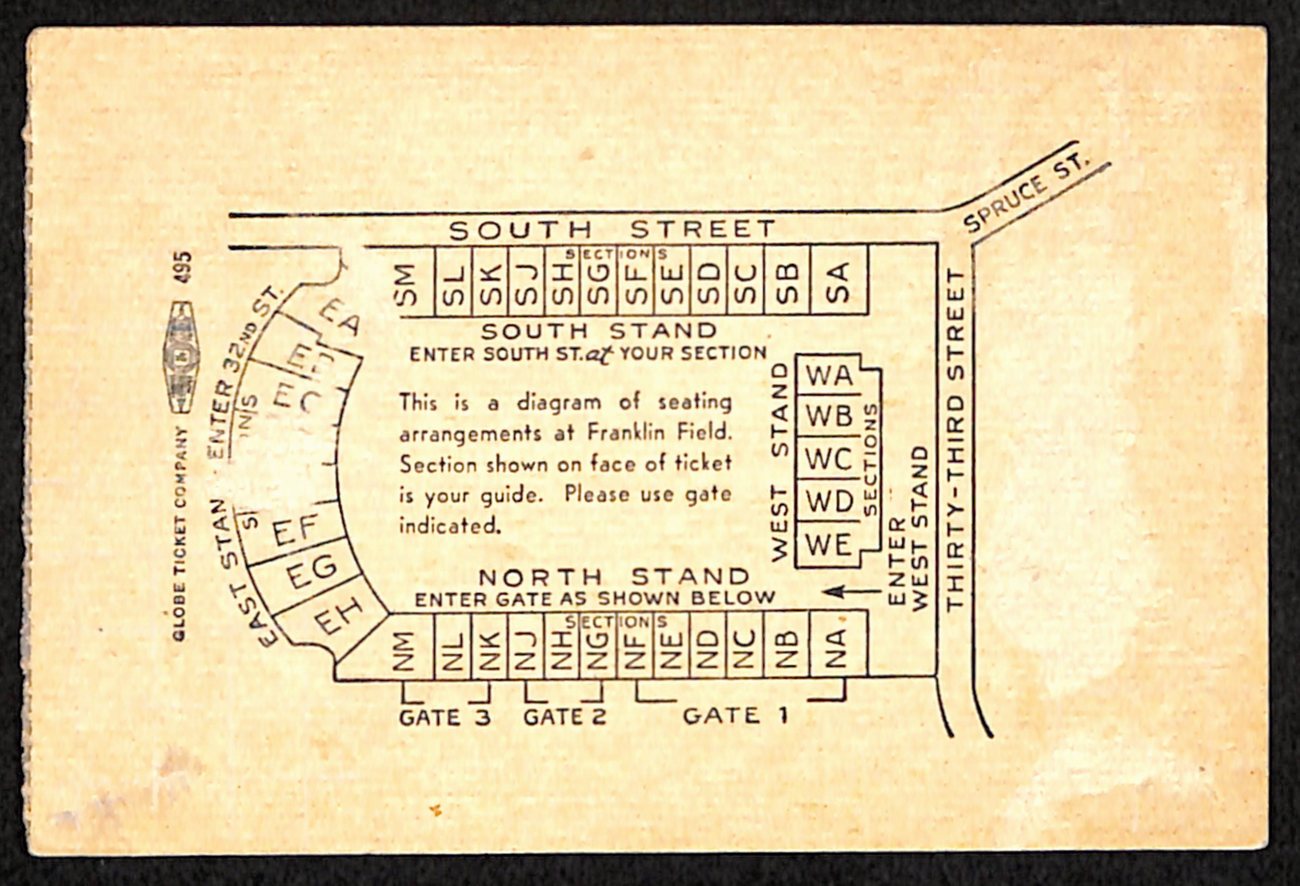 October 4, 1952 Dartmouth vs Penn Quakers Football Game Ticket Stub 190202