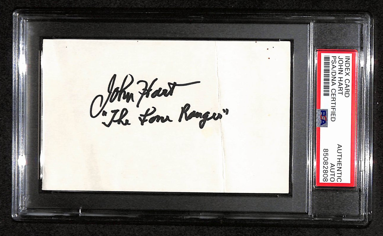 John Hart Signed/Inscribed 3x5 Index Card "The Lone Ranger" PSA/DNA 183950