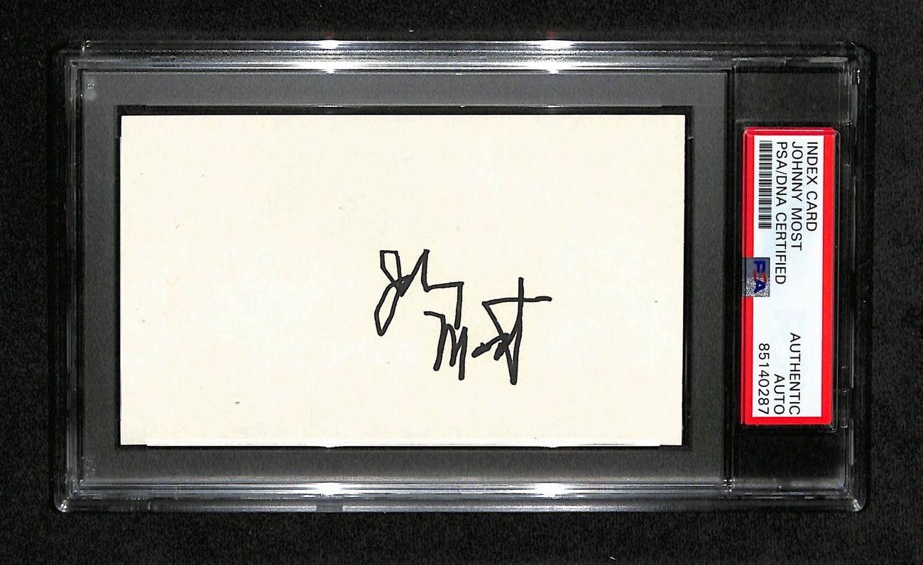 Johnny Most Autographed 3x5 Index Card PSA/DNA 186506