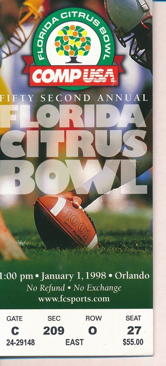 1998 Citrus Bowl Game Ticket Stub Penn State Nittany Lions vs.Florida 137100